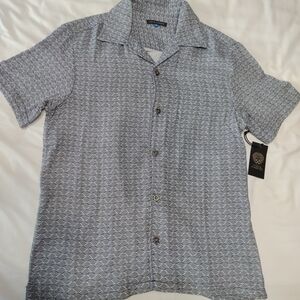 Vince Camuto Gray Casual Button Down Shirt with Textured Pattern